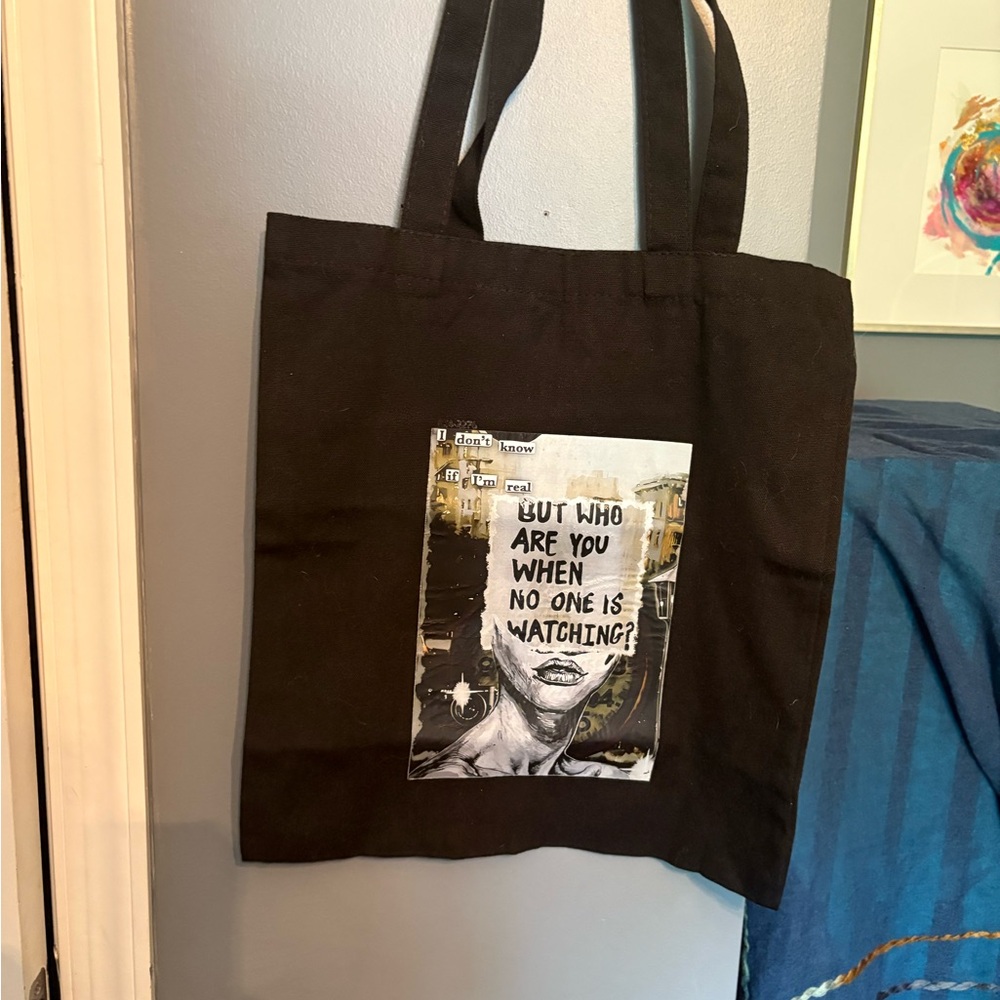 Black Graphic Tote Bag